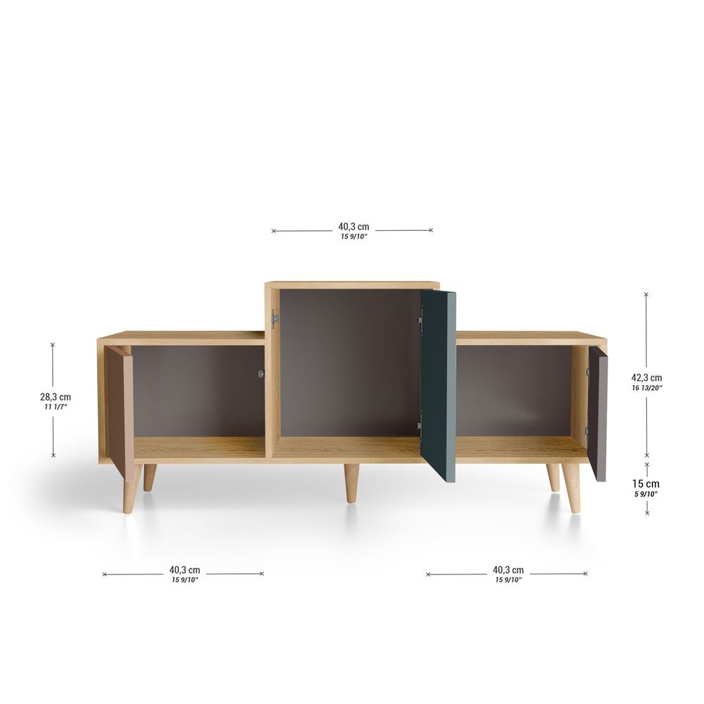 Buffets - Meuble de rangement EX AEQUO 3 portes Terracotta - Tropical - Graphite - YZON