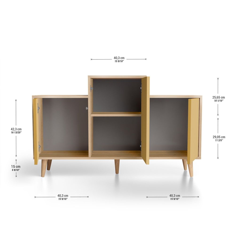 Sideboards - Sideboard GRAND EX AEQUO 3 doors Curry - YZON