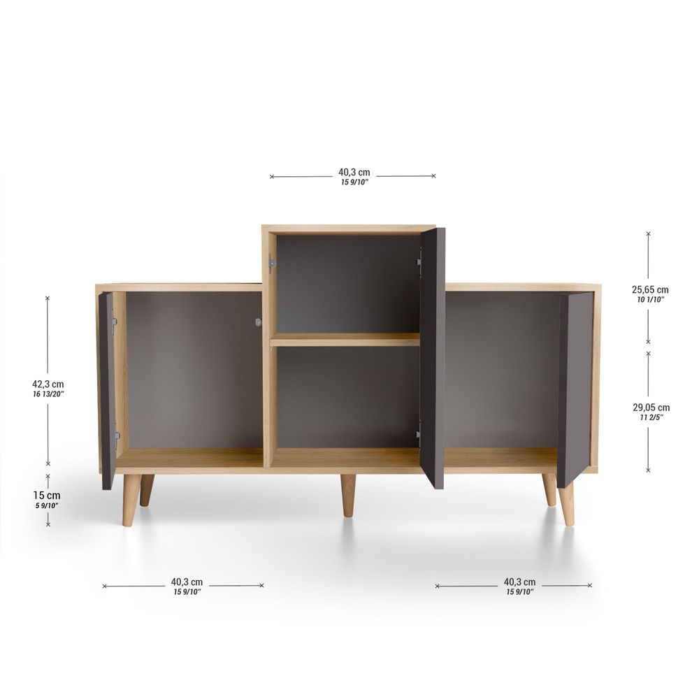 Sideboards - Sideboard GRAND EX AEQUO 3 doors Graphite - YZON
