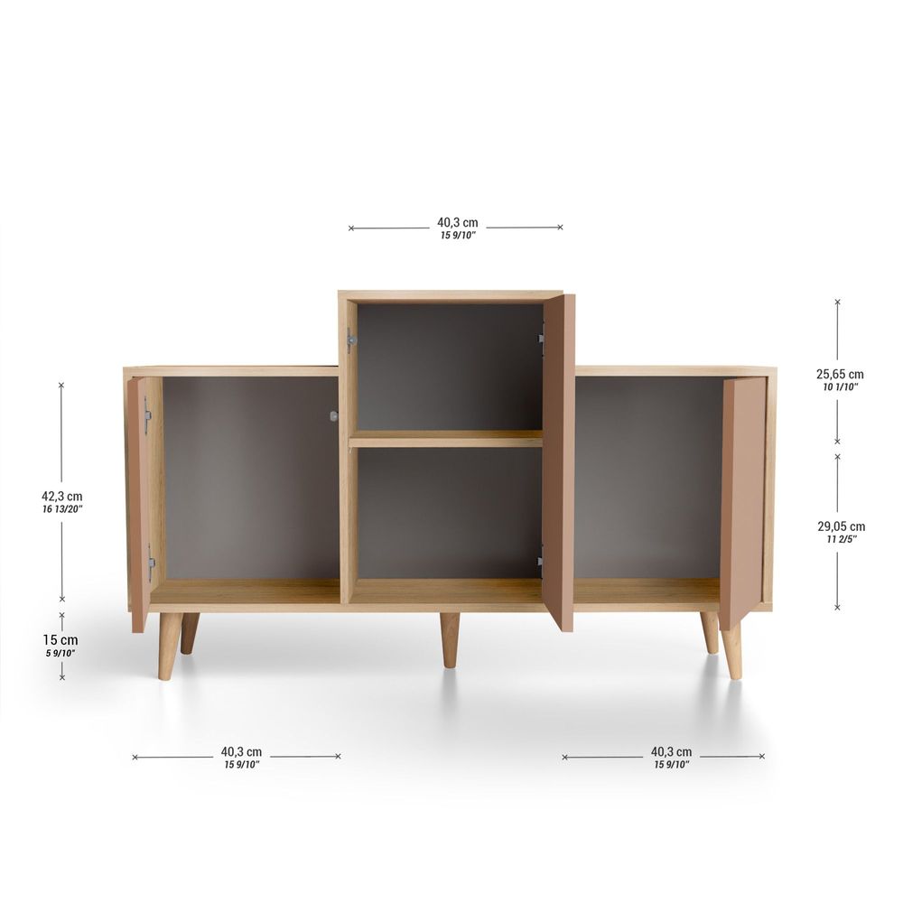 Sideboards - Sideboard GRAND EX AEQUO 3 doors Terracotta - YZON
