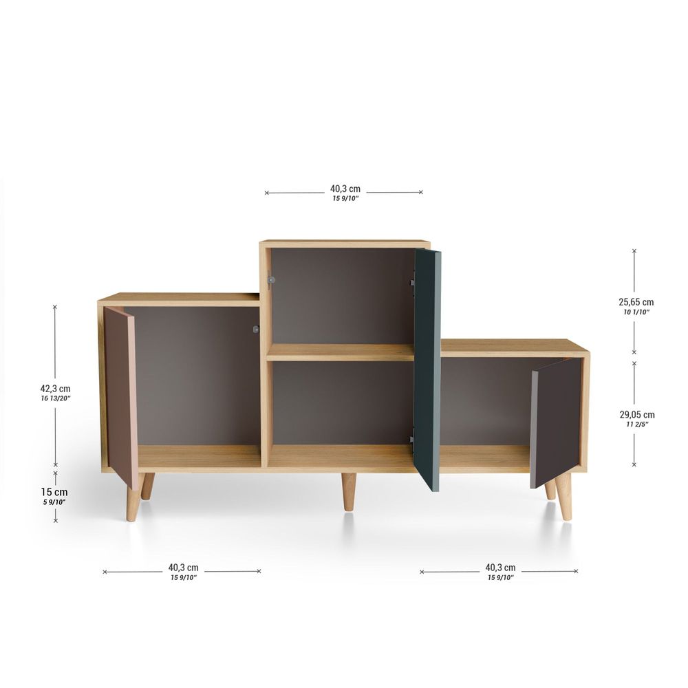 Sideboards - Sideboard PODIUM 3 doors Apricot - Tropical - Graphite - YZON