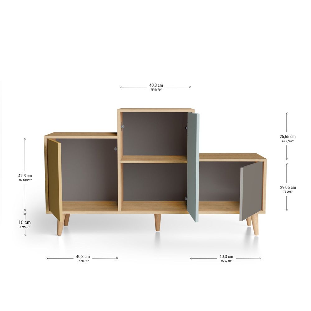Buffets - Meuble de rangement PODIUM 3 portes Curry - Curaçao - Cubanite - YZON