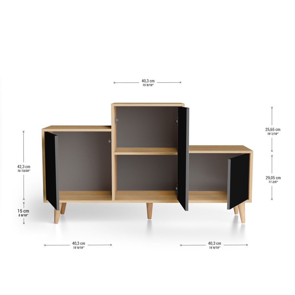 Buffets - Meuble de rangement PODIUM 3 portes Noir - YZON