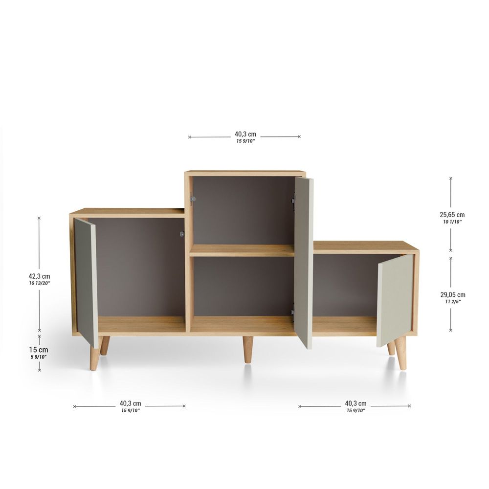Buffets - Meuble de rangement PODIUM 3 portes Perle - YZON