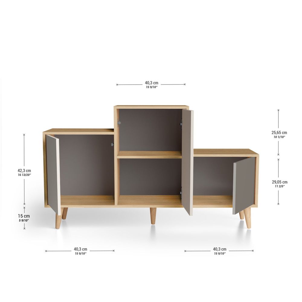 Buffets - Meuble de rangement PODIUM 3 portes Porcelaine - Cachemire - Cubanite - YZON