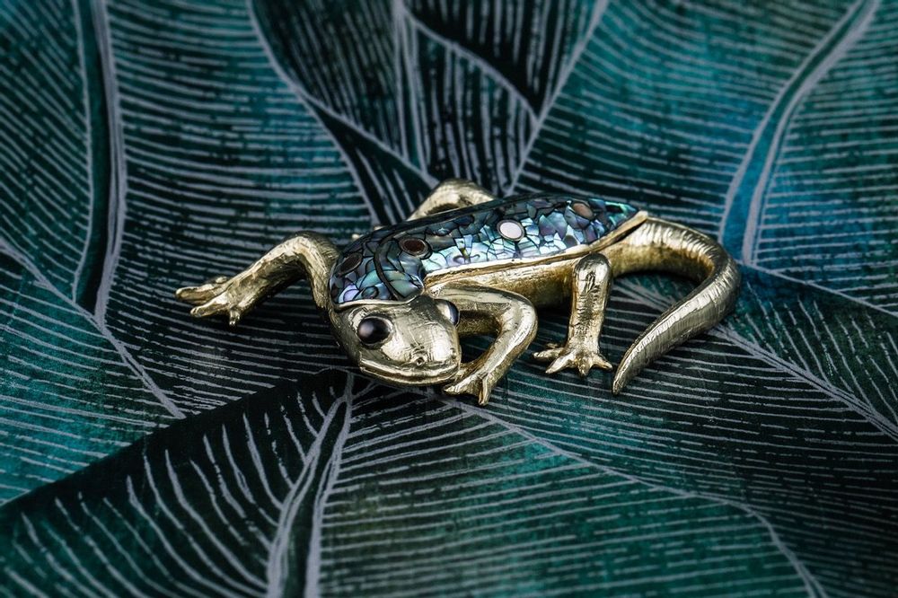 Caskets and boxes - Salamander mother-of-pearl & recycled brass box - WILD BY MOSAIC