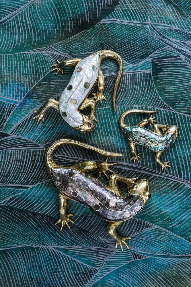Caskets and boxes - Salamander mother-of-pearl & recycled brass box - WILD BY MOSAIC