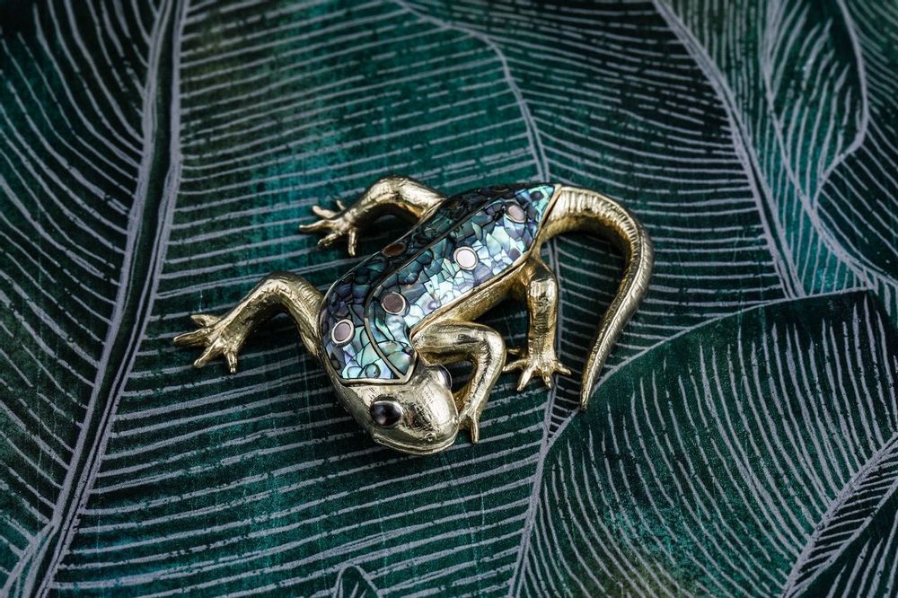 Caskets and boxes - Salamander mother-of-pearl & recycled brass box - WILD BY MOSAIC