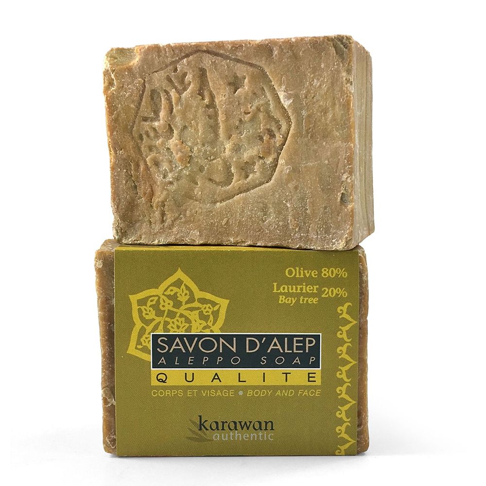 Gifts - ALEPPO QUALITY SOAP - 80% OLIVE OIL AND 20% BAY OIL - IN A BAND - 200G - KARAWAN AUTHENTIC