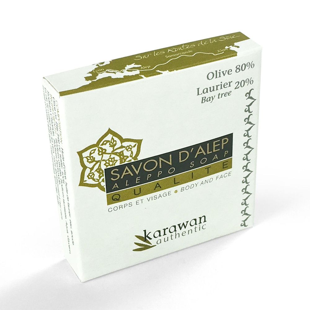 Cadeaux - SAVON D'ALEP QUALITÉ - HUILE D'OLIVE 80% ET DE LAURIER 20% - FORMAT NOMADE 25G - KARAWAN AUTHENTIC