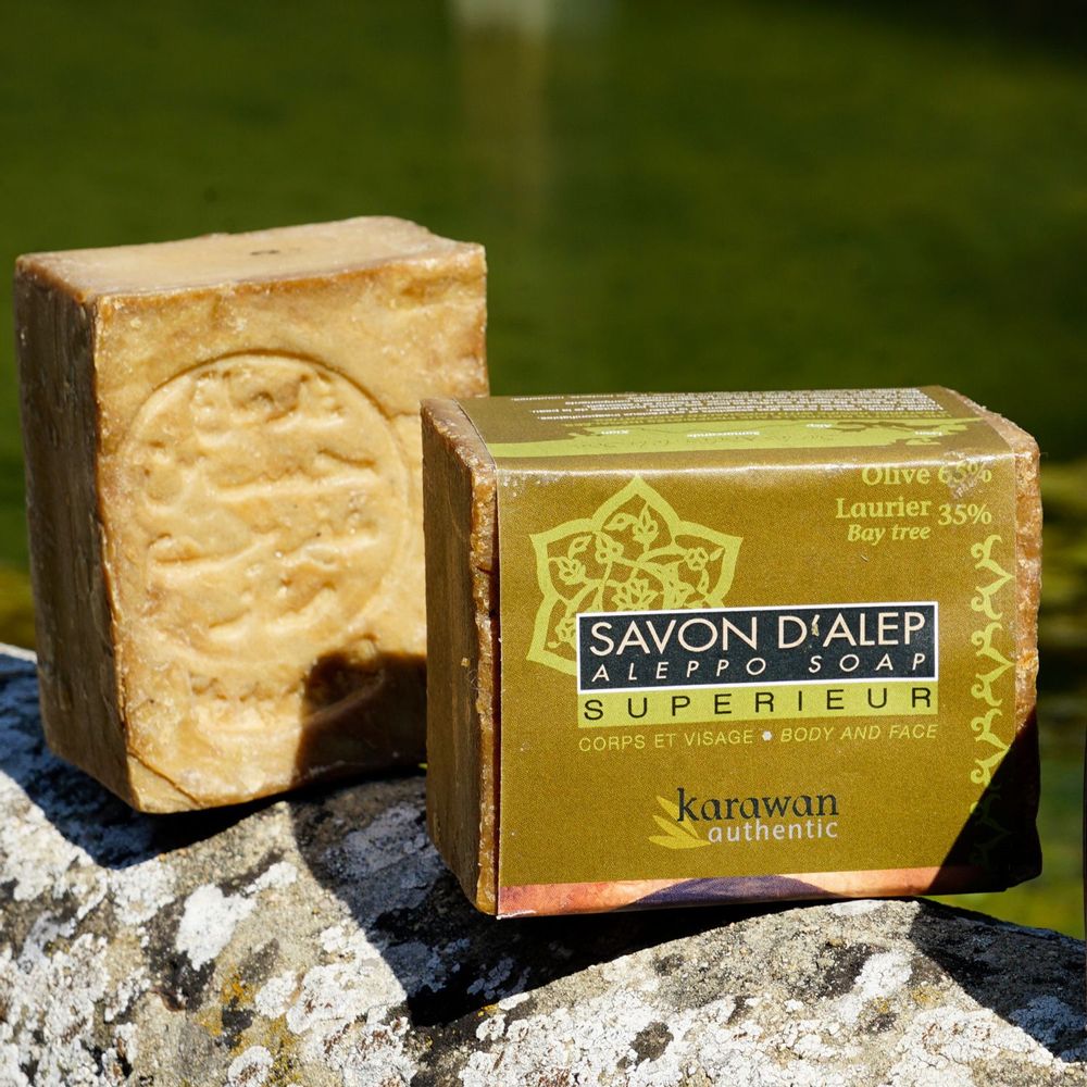 Gifts - SUPERIOR ALEPPO SOAP - 35% OLIVE AND BAY OIL - KARAWAN AUTHENTIC