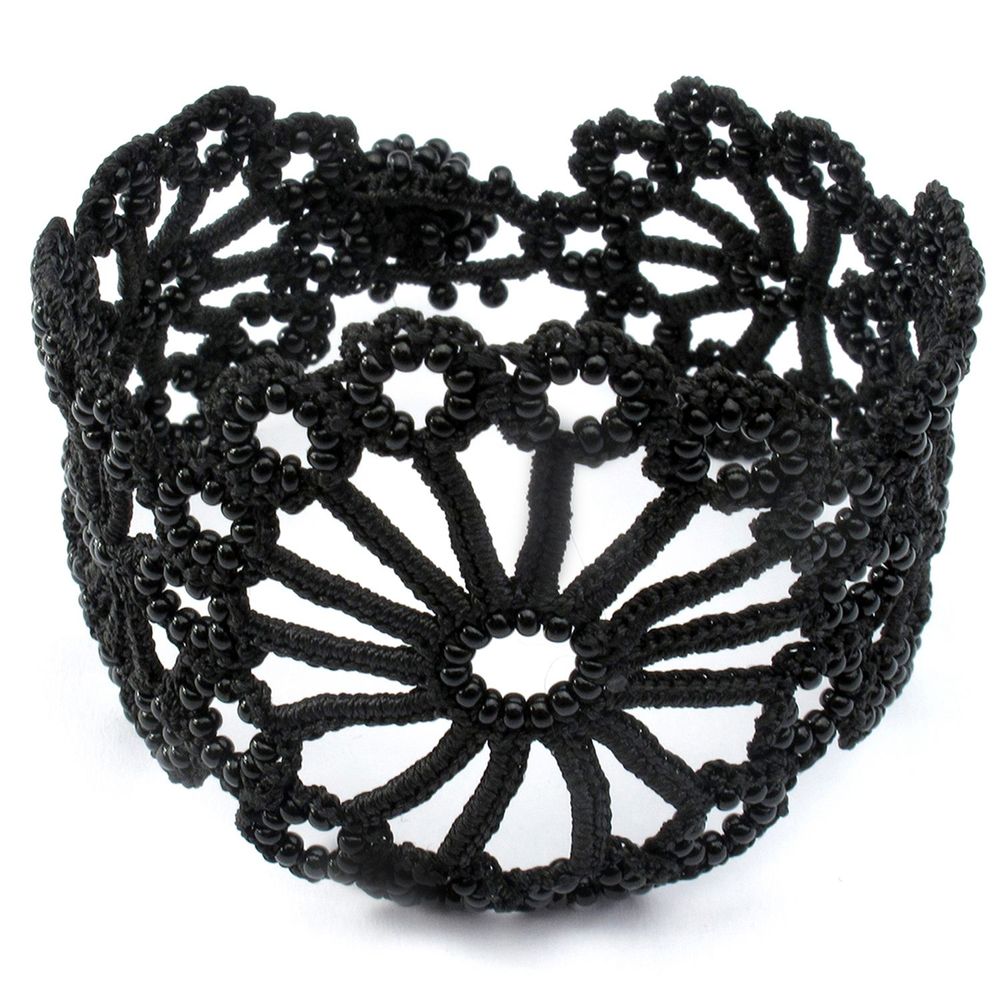 Jewelry - LACE TEXTILE BRACELET\" HAWA\” - CARBON BLACK - KARAWAN AUTHENTIC