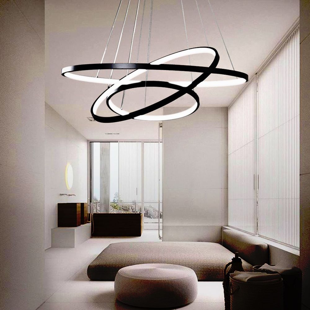 Office design and planning - Modern Wave Effect Ceiling Light for Kitchen Dining Room LED Waves 3 Rings Black - OUI SMART