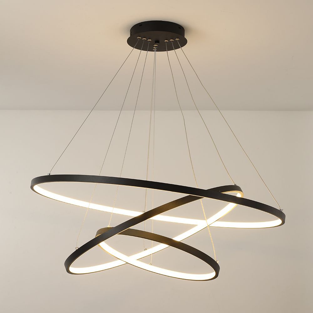 Office design and planning - Modern Wave Effect Ceiling Light for Kitchen Dining Room LED Waves 3 Rings Black - OUI SMART