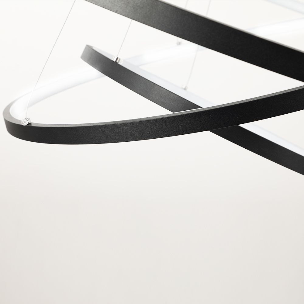 Office design and planning - Modern Wave Effect Ceiling Light for Kitchen Dining Room LED Waves 3 Rings Black - OUI SMART