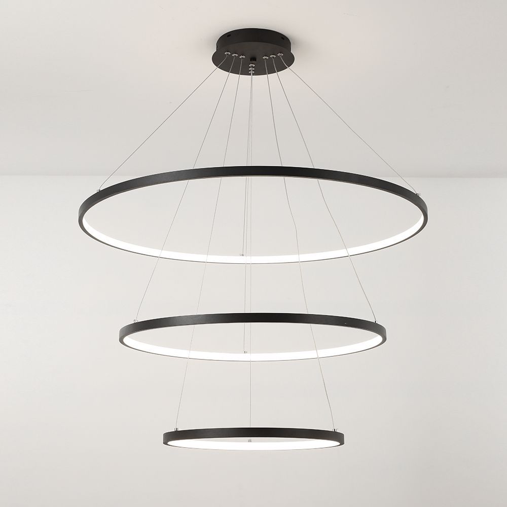 Office design and planning - Modern Wave Effect Ceiling Light for Kitchen Dining Room LED Waves 3 Rings Black - OUI SMART