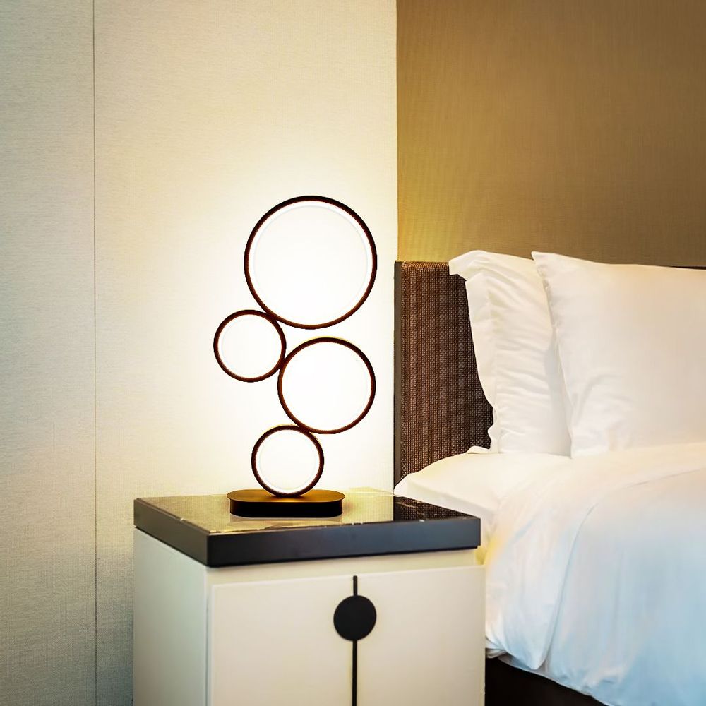 Decorative objects - Modern Round Desk Table Lamp Rings LED Table Lamp Black - OUI SMART
