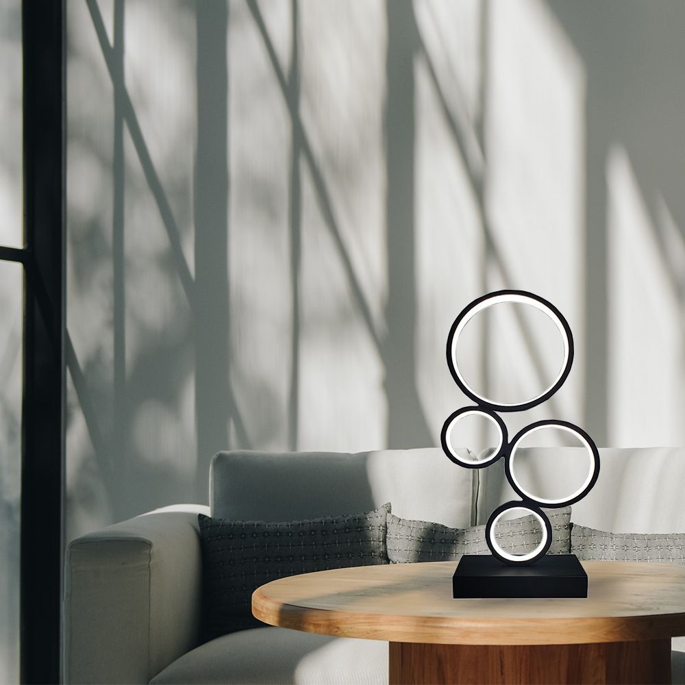 Decorative objects - Modern Round Desk Table Lamp Rings LED Table Lamp Black - OUI SMART