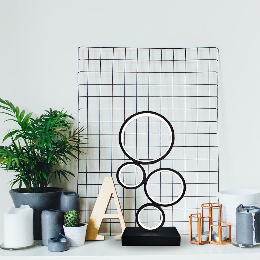 Decorative objects - Modern Round Desk Table Lamp Rings LED Table Lamp Black - OUI SMART