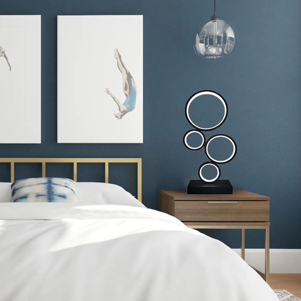 Decorative objects - Modern Round Desk Table Lamp Rings LED Table Lamp Black - OUI SMART