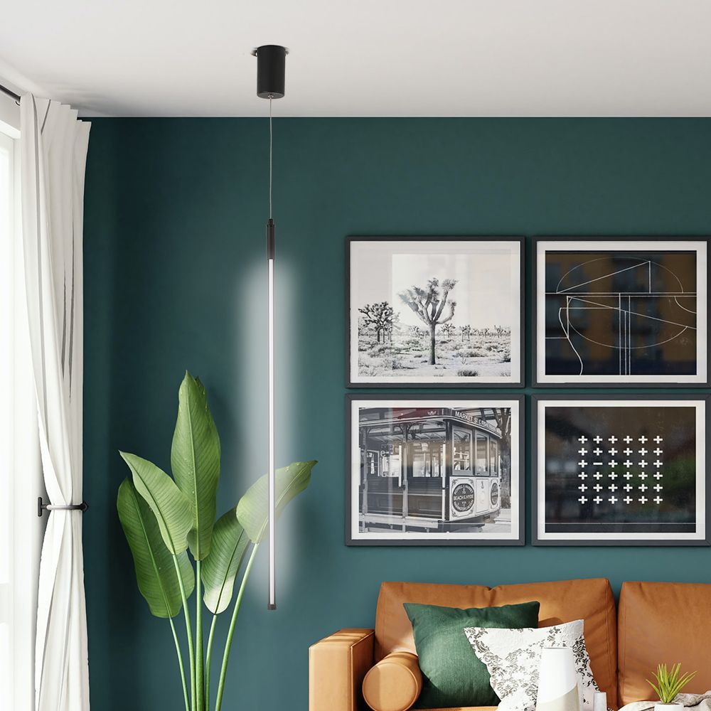 Decorative objects - long lamp suspended from the ceiling Black LED hanging needle - OUI SMART