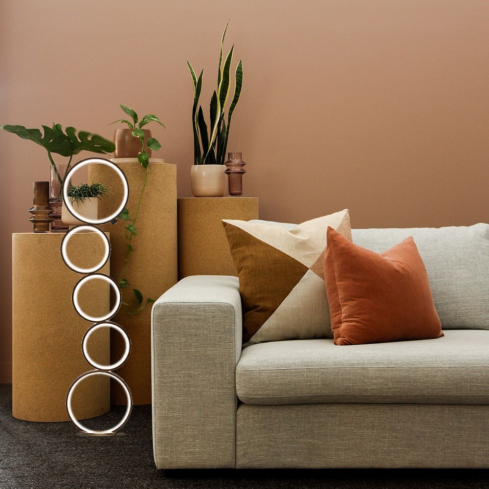 Decorative objects - Modern lamp, several round, living room bedroom, floor lamp Rings, black - OUI SMART