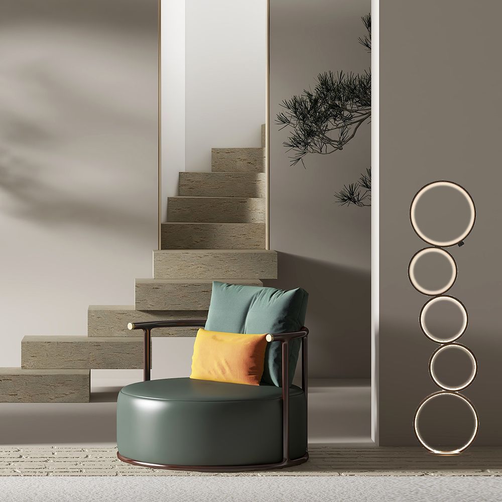 Decorative objects - Modern lamp, several round, living room bedroom, floor lamp Rings, black - OUI SMART