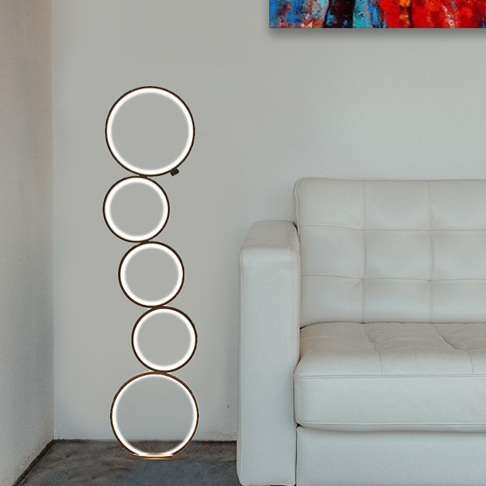 Decorative objects - Modern lamp, several round, living room bedroom, floor lamp Rings, black - OUI SMART