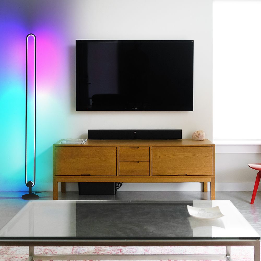 Objets de décoration - Lampe ovale multicolores noir  Lampadaire Long Scoop RGB minimalist - OUI SMART