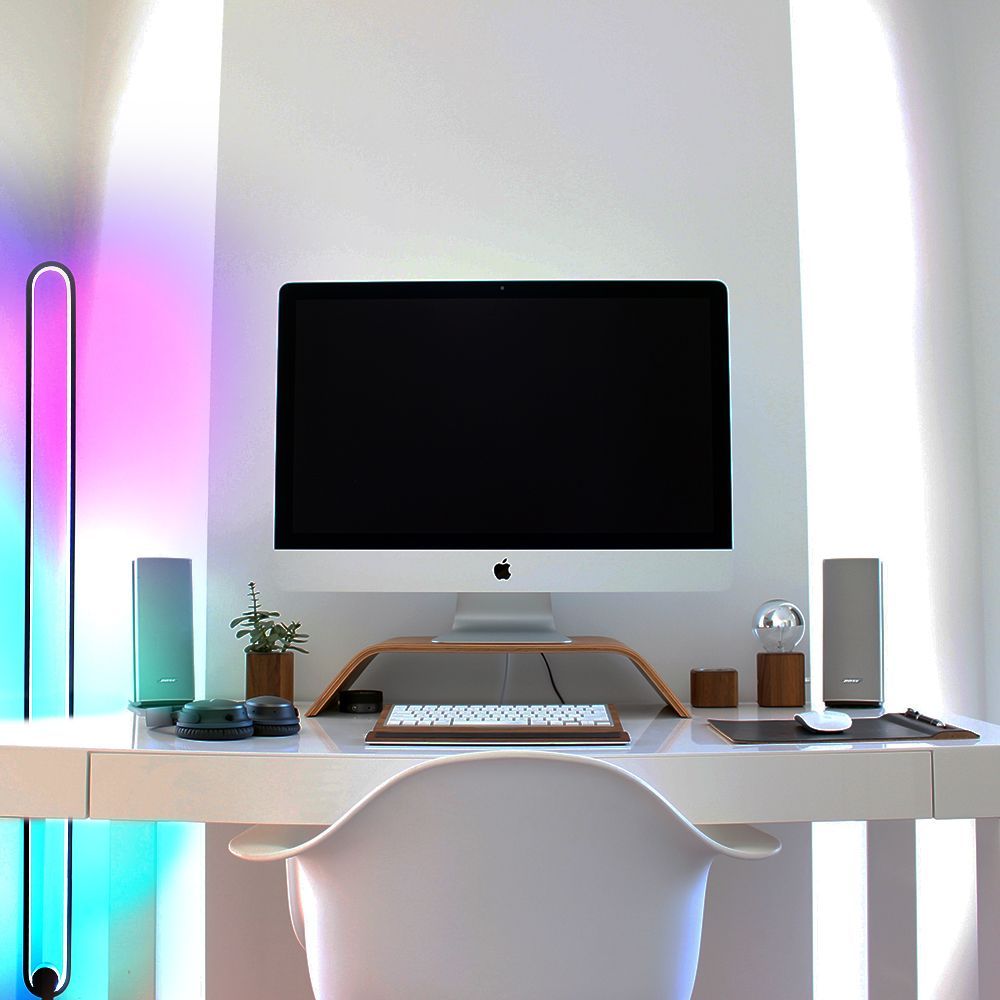 Objets de décoration - Lampe ovale multicolores noir  Lampadaire Long Scoop RGB minimalist - OUI SMART