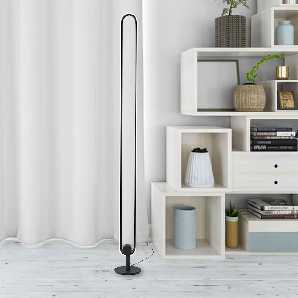 Objets de décoration - Lampe ovale multicolores noir  Lampadaire Long Scoop RGB minimalist - OUI SMART