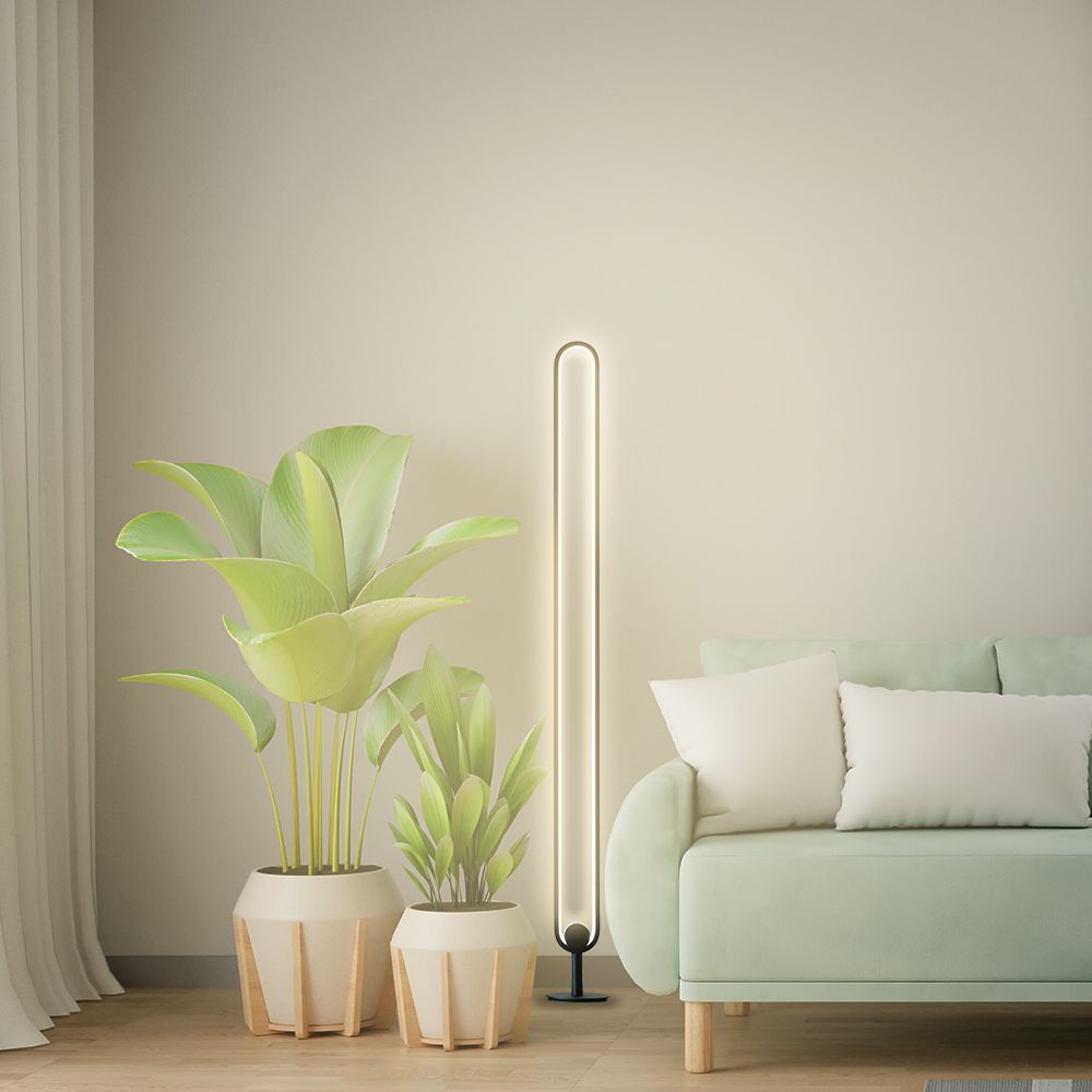 Lampadaires - Lampadaire Long Scoop lampe ovale salon séjour moderne noir - OUI SMART