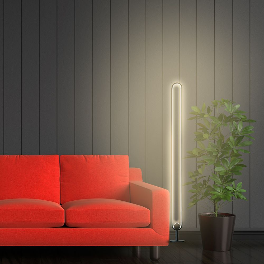 Lampadaires - Lampadaire Long Scoop lampe ovale salon séjour moderne noir - OUI SMART