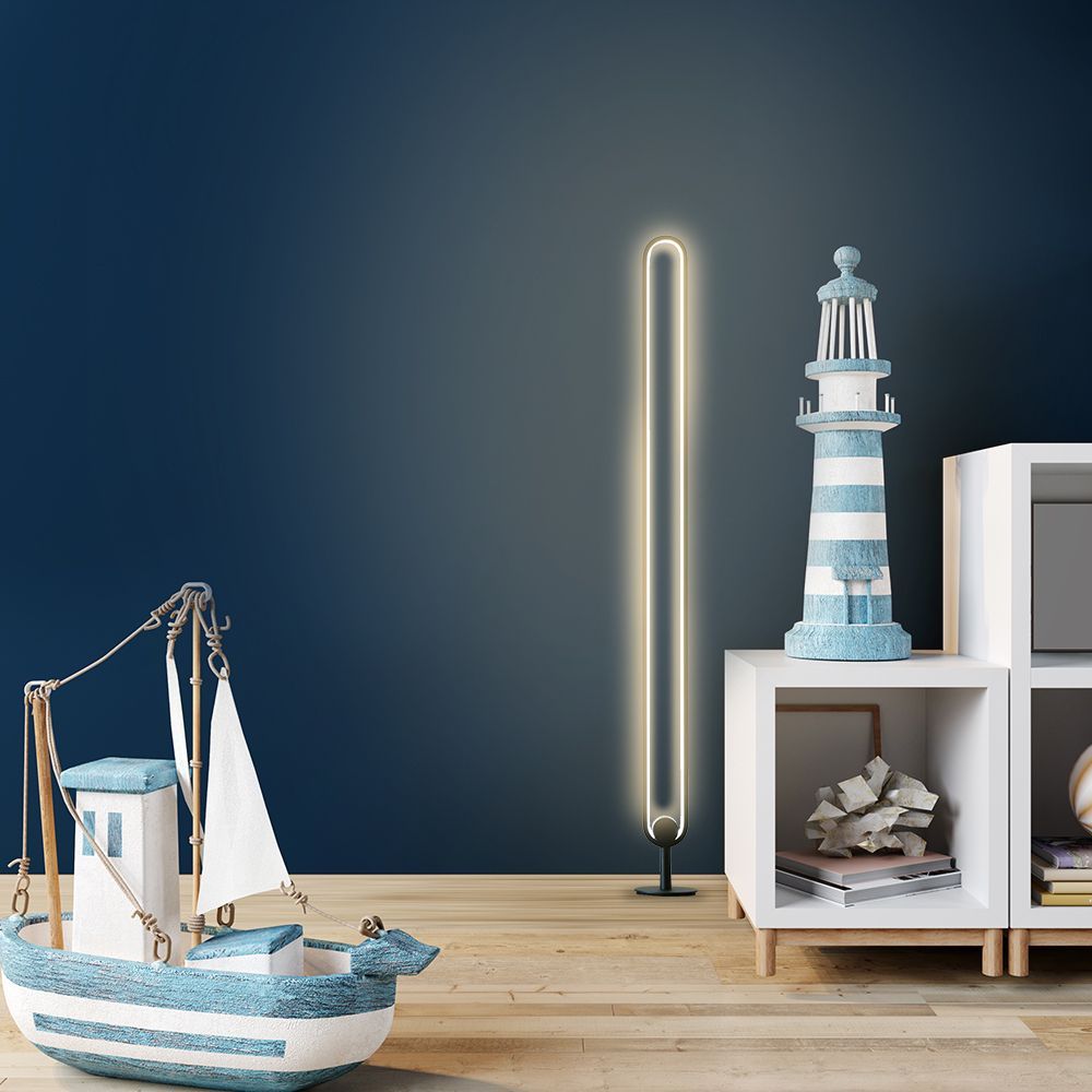 Lampadaires - Lampadaire Long Scoop lampe ovale salon séjour moderne noir - OUI SMART