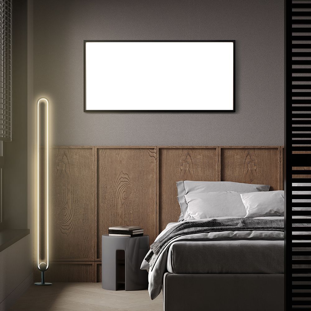 Lampadaires - Lampadaire Long Scoop lampe ovale salon séjour moderne noir - OUI SMART