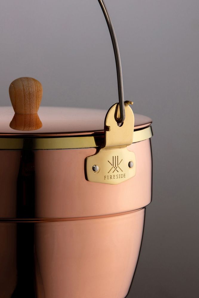 Outdoor decorative accessories - Fireside copper oak pot. - FIRESIDE