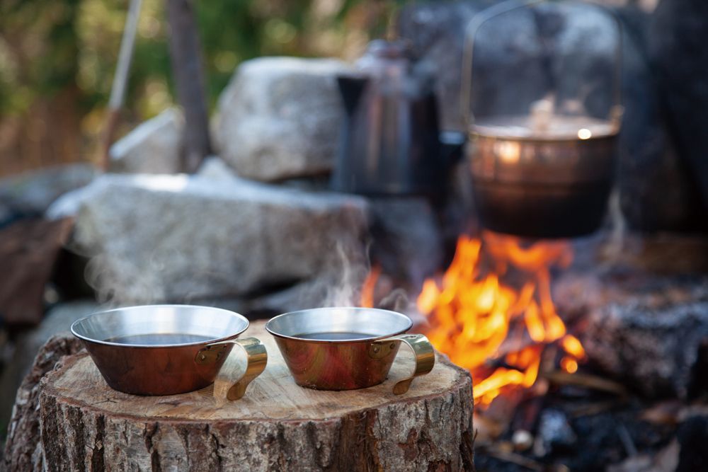 Outdoor decorative accessories - Fireside copper oak pot. - FIRESIDE