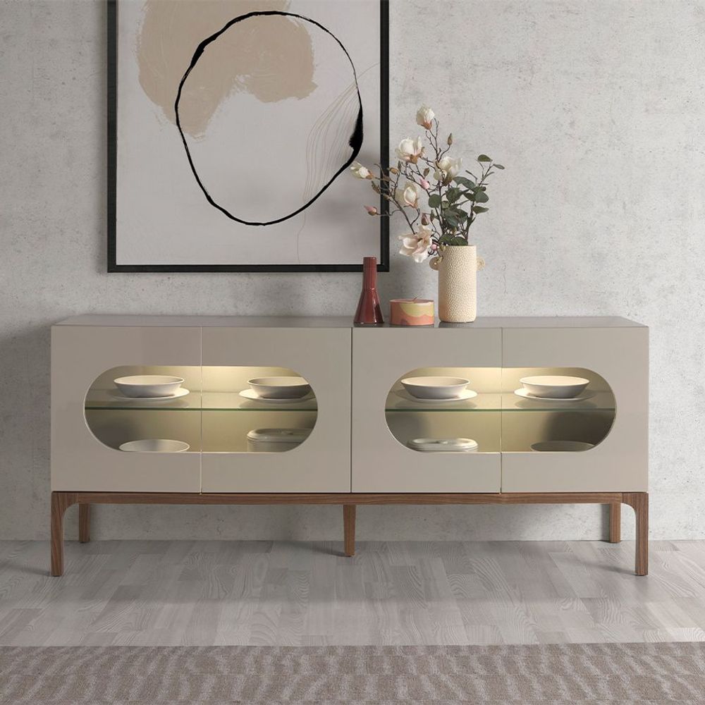 Buffets - Buffet en bois gris et noyer avec éclairage intérieur - ANGEL CERDÁ
