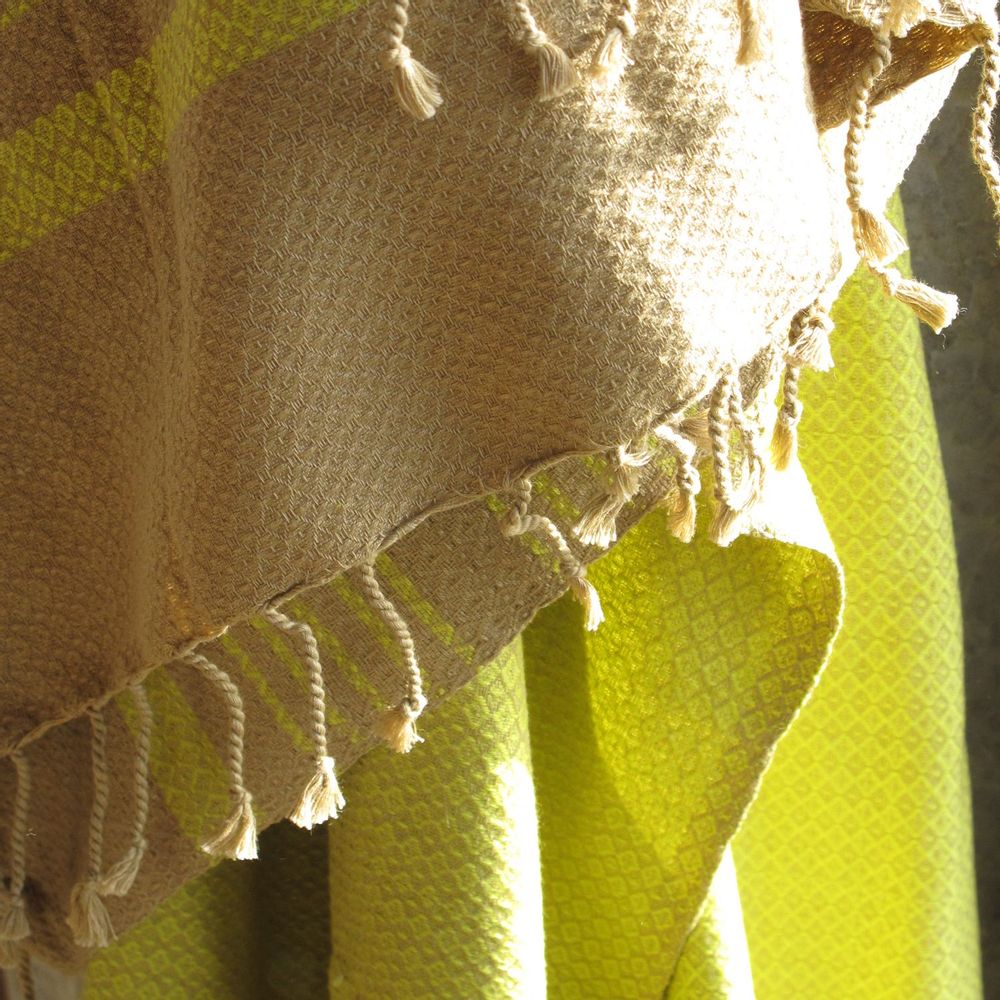 Bath towels - ORGANIC COTTON FOUTA - SAND Collection - SAND & INDIAN PINK color 100 x 200cm - KARAWAN AUTHENTIC