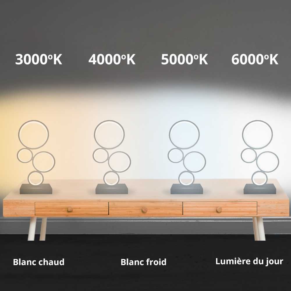 Decorative objects - Modern Round Desk Table Lamp Rings LED Table Lamp Black - OUI SMART