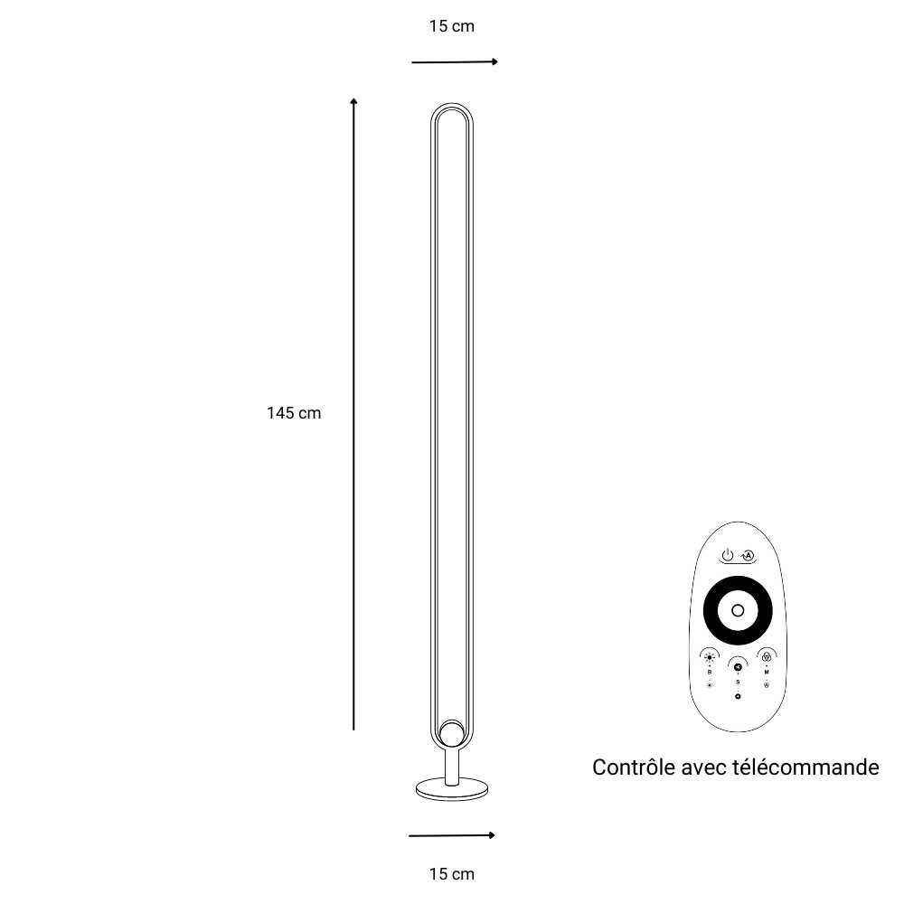 Lampadaires - Lampadaire Long Scoop lampe ovale salon séjour moderne noir - OUI SMART