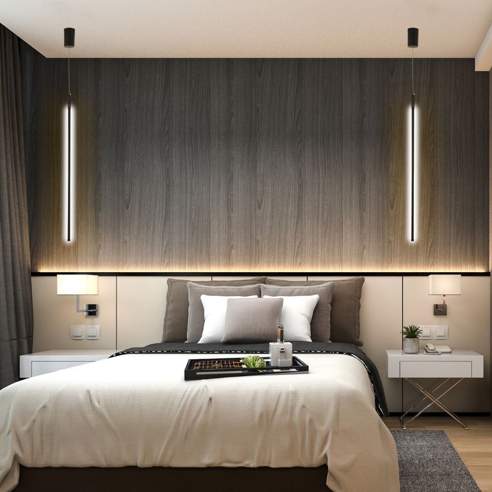 Decorative objects - long lamp suspended from the ceiling Black LED hanging needle - OUI SMART