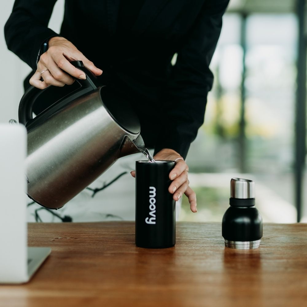 Cuisines de jardin - Moovy Split Bouteille eau inox ouverture milieu noir - OUI SMART