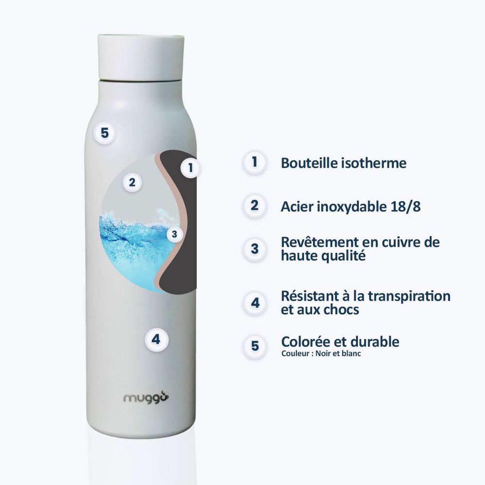 Appareils de fitness - Muggo Boost Bottle Bouteille isotherme chaud froid intelligente rappel hydratation - OUI SMART