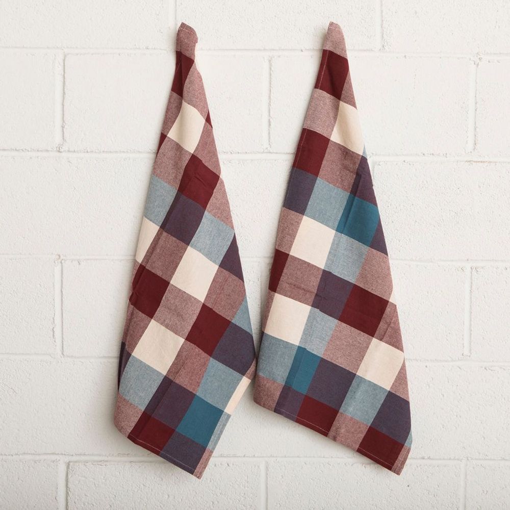 Dish towels - Check Woven Cotton Multicolor Kitchen Towel - MAHE HOMEWARE