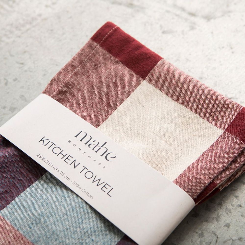 Dish towels - Check Woven Cotton Multicolor Kitchen Towel - MAHE HOMEWARE