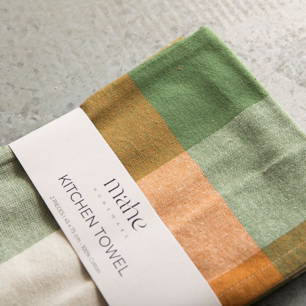 Dish towels - Check Woven Cotton Multicolor Kitchen Towel - MAHE HOMEWARE