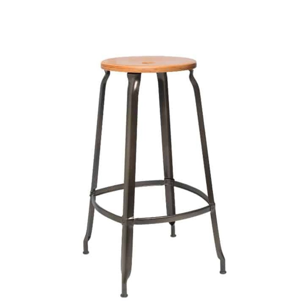 Sièges pour collectivités - Tabouret Nicolle® H75cm Bois et Métal - NICOLLE CHAISE