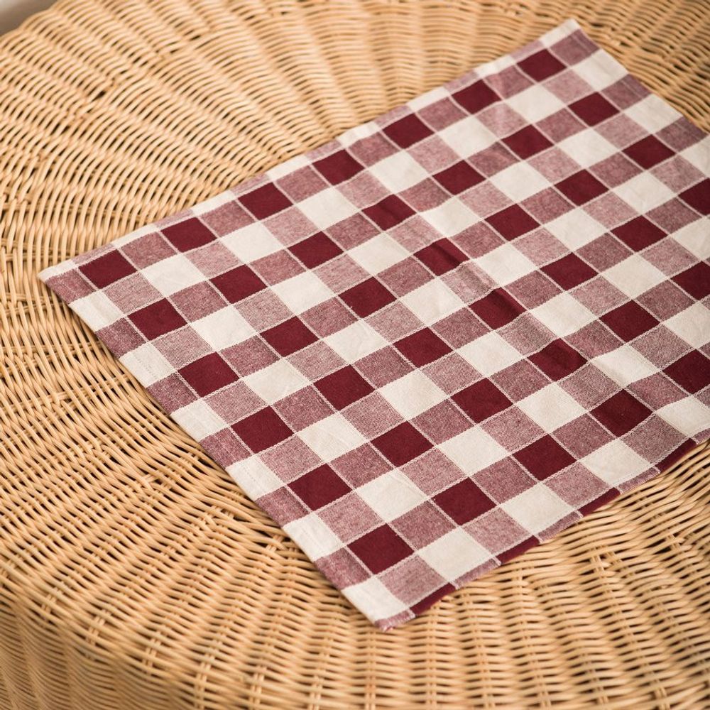 Placemats - Check Woven Cotton Placemat - MAHE HOMEWARE