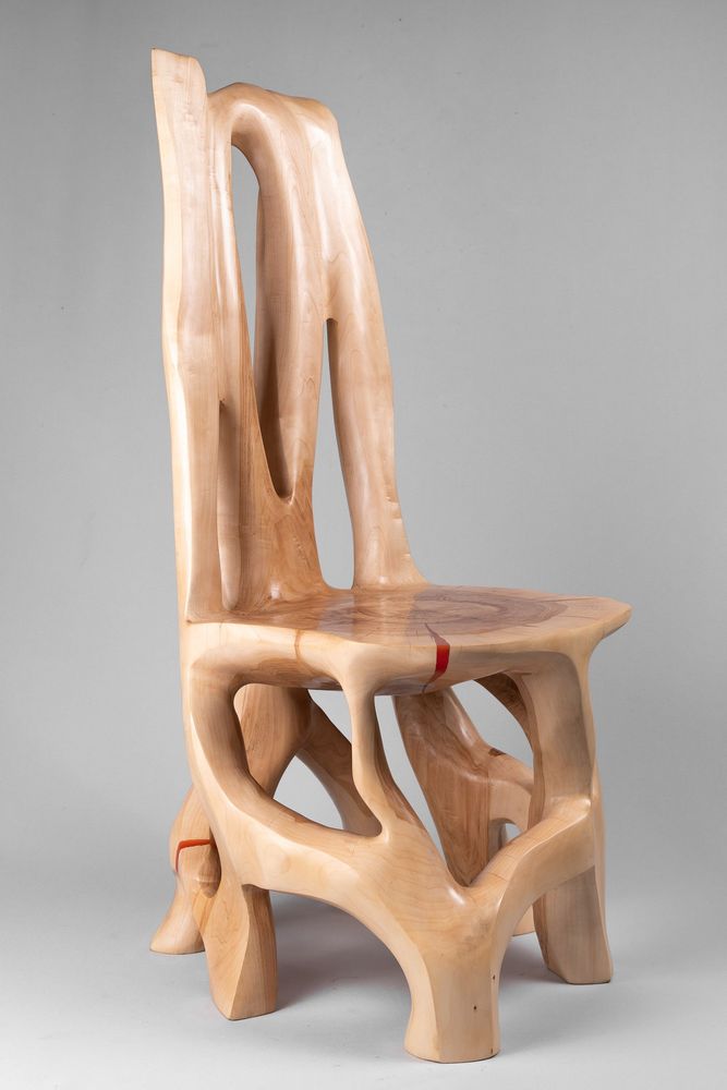 Chaises - Chaise, sculpture fonctionnelle sculptée dans une seule pièce de bois - LOGNITURE